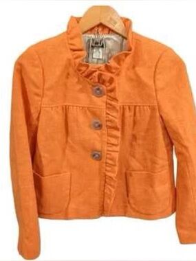 Like New Orange J. Crew Fiona Ruffle Wool Blazer Coat